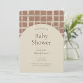 Messy Plaid Geometric Gender Neutral Brown Beige 招待状 (スタンド正面)