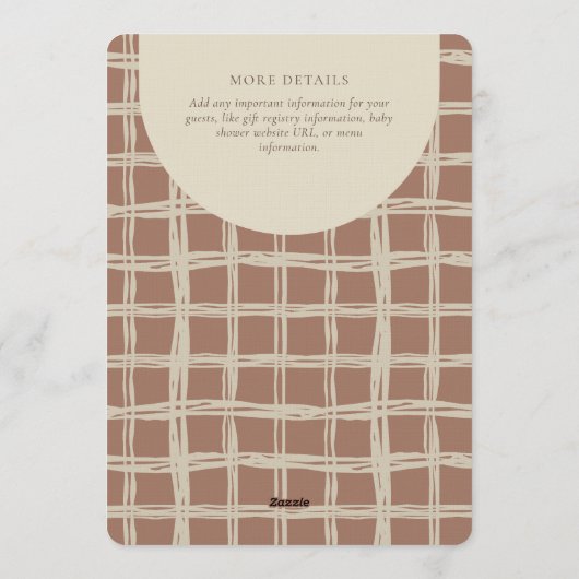 Messy Plaid Geometric Gender Neutral Brown Beige 招待状 (裏面)