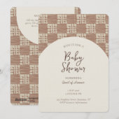 Messy Plaid Geometric Gender Neutral Brown Beige 招待状 (正面/裏面)