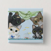 Metakaかわいい4匹の猫 缶バッジ (正面)