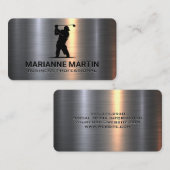 Metal Aluminum Silver | Golfer Swinging 名刺 (正面/裏面)