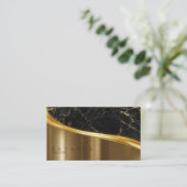 Metal and Glitter Marble Wave Black Gold ID808 名刺 (スタンド正面)