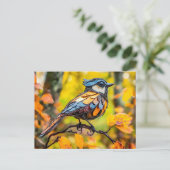 Metal Blue Tit on Branch ポストカード (スタンド正面)