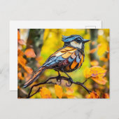 Metal Blue Tit on Branch ポストカード (正面/裏面)