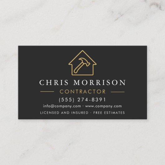 Metal Building Construction Black Gold QR Code 名刺 (正面)