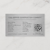 Metal Building Construction Black Silver QR Code 名刺 (裏面)