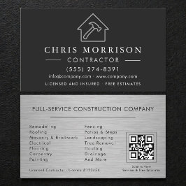 Metal Building Construction Black Silver QR Code 名刺