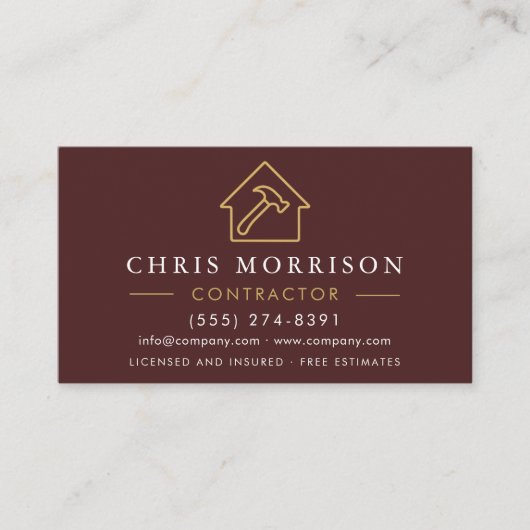 Metal Building Construction Burgundy QR Code 名刺 (正面)