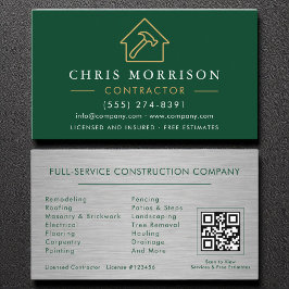 Metal Building Construction Green Gold QR Code 名刺