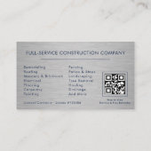 Metal Building Construction Navy Blue Gold QR Code 名刺 (裏面)
