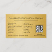 Metal Building Construction QR Code Black Gold  名刺 (裏面)