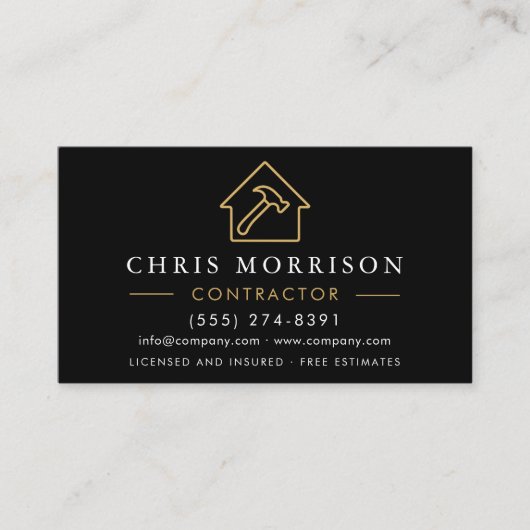 Metal Building Construction QR Code Black Gold  名刺 (正面)