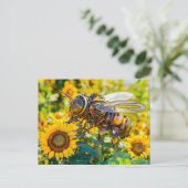 Metal Bumblebee on Sunflower in Summer ポストカード (スタンド正面)