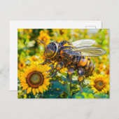 Metal Bumblebee on Sunflower in Summer ポストカード (正面/裏面)