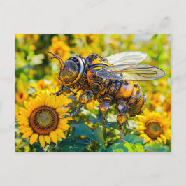 Metal Bumblebee on Sunflower in Summer ポストカード
