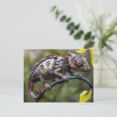 Metal Chameleon on Branch twig sitting ポストカード (スタンド正面)