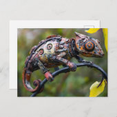 Metal Chameleon on Branch twig sitting ポストカード (正面/裏面)