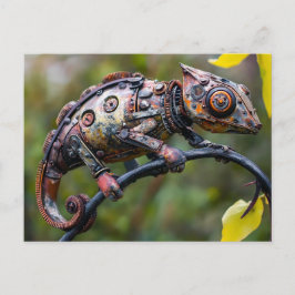 Metal Chameleon on Branch twig sitting ポストカード