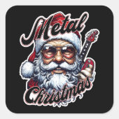 Metal Christmas Rocker Santa Guitar Head スクエアシール (正面)