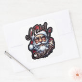 Metal Christmas Rocker Santa Head Sticker スクエアシール (封筒)