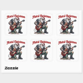 Metal Christmas Tattooed Santa Playing Guitar スクエアシール (シート)