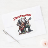 Metal Christmas Tattooed Santa Playing Guitar スクエアシール (封筒)