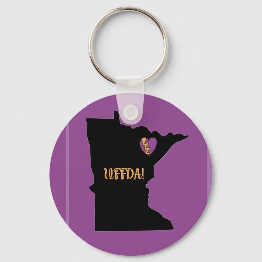 Metal Circle Keychain, 2", Minnesota, Uffda キーホルダー (正面)