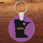 Metal Circle Keychain, 2", Minnesota, Uffda キーホルダー (正面)