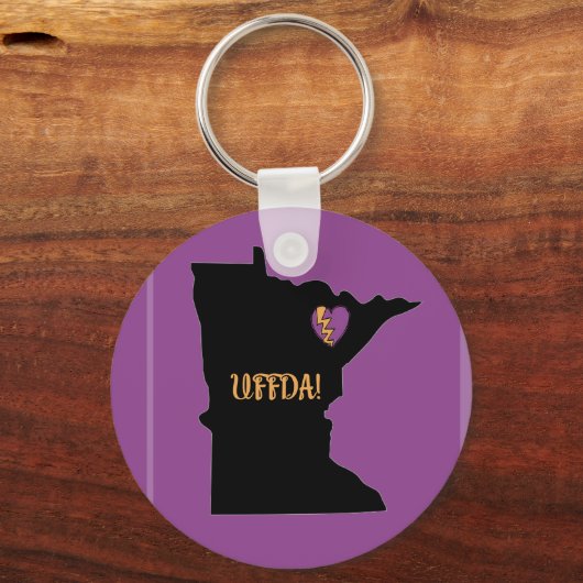Metal Circle Keychain, 2", Minnesota, Uffda キーホルダー (正面)