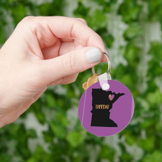 Metal Circle Keychain, 2", Minnesota, Uffda キーホルダー
