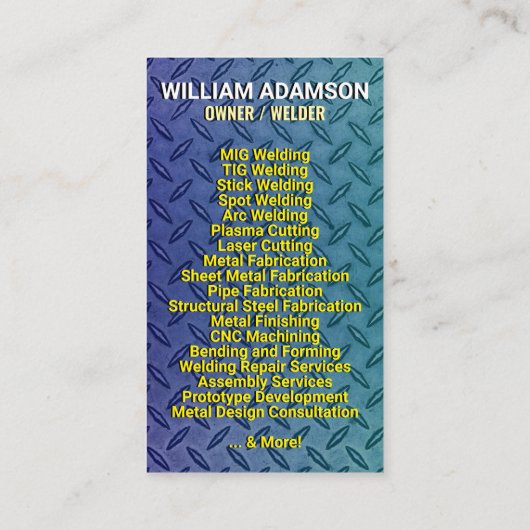 (Metal Contractor Services) Fabrication & Welding 名刺 (裏面)