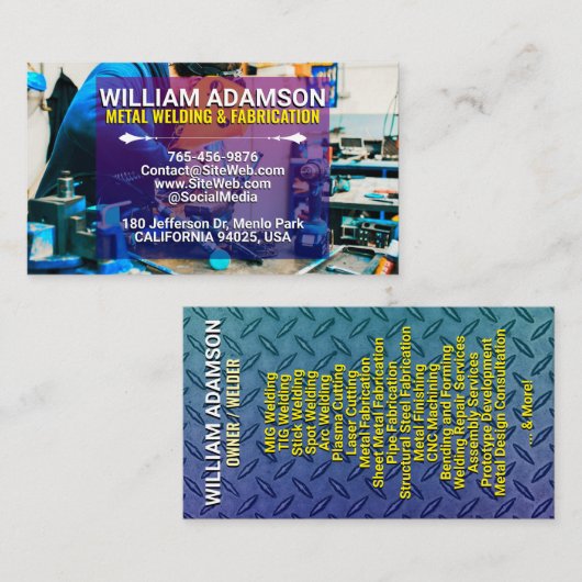 (Metal Contractor Services) Fabrication & Welding 名刺 (正面/裏面)