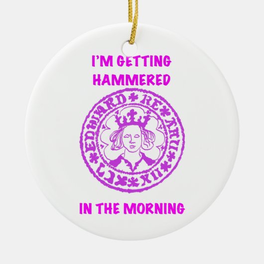 Metal Detecting Pink Hammered Coin セラミックオーナメント (正面)