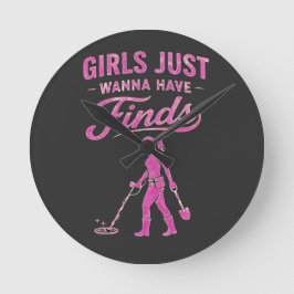 Metal Detecting Pink Lady ラウンド壁時計