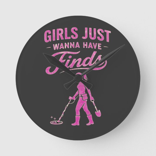 Metal Detecting Pink Lady ラウンド壁時計 (正面)