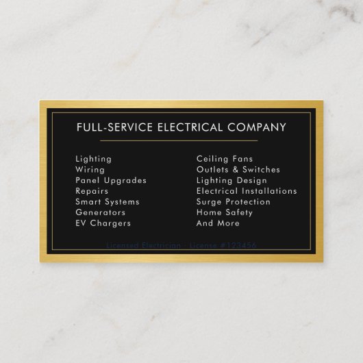 Metal Electrician Electrical Contractor Black 名刺 (裏面)