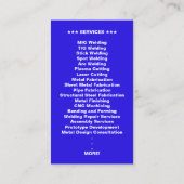 Metal Fabrication & Welding Contractor Services |  コーリングカード (裏面)