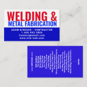 Metal Fabrication & Welding Contractor Services |  コーリングカード (正面/裏面)