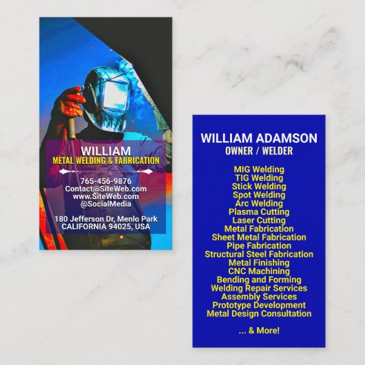 Metal Fabrication & Welding Services | Contractor コーリングカード (正面/裏面)