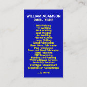 Metal Fabrication & Welding Services | Contractor コーリングカード (裏面)