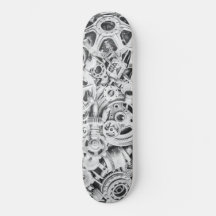 Metal Gears Black White Photography Skateboard