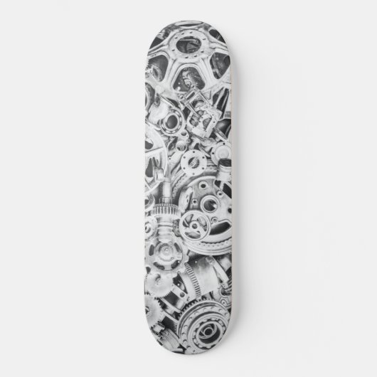 Metal Gears Black White Photography Skateboard スケートボード (正面)