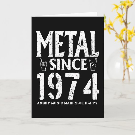 Metal Gift Birthday Vintage 1974 カード (黄色い花)
