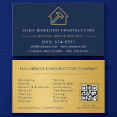 Metal Gold Navy Blue Handyman Construction QR Code 名刺