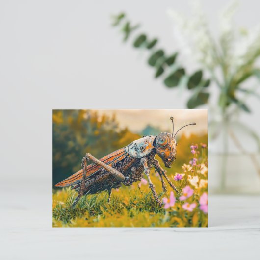 Metal Grasshopper Garden Sculpture ポストカード (スタンド正面)