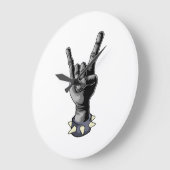 Metal Hand Devil Horns Heavy Metal ラージ壁時計 (傾斜)