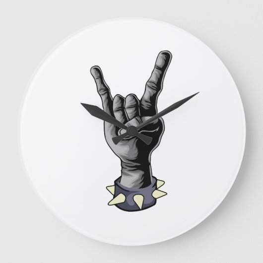 Metal Hand Devil Horns Heavy Metal ラージ壁時計 (正面)