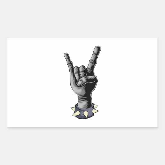 Metal Hand Devil Horns Heavy Metal 長方形シール (正面)