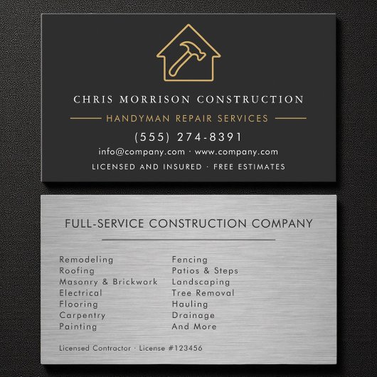 Metal Handyman Construction Black Gold  名刺