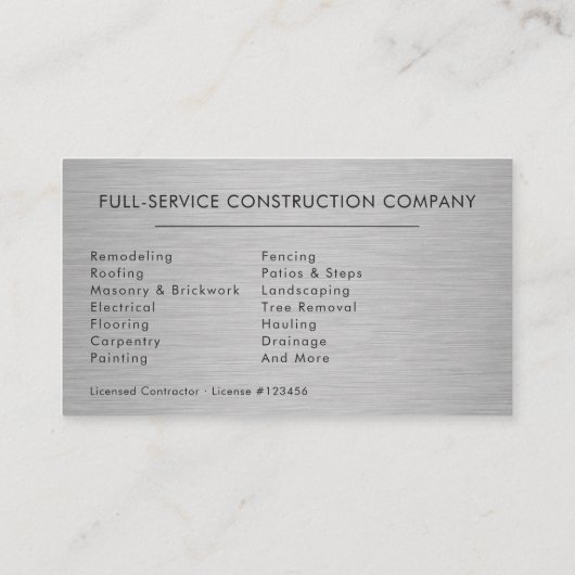 Metal Handyman Construction Black Gold  名刺 (裏面)